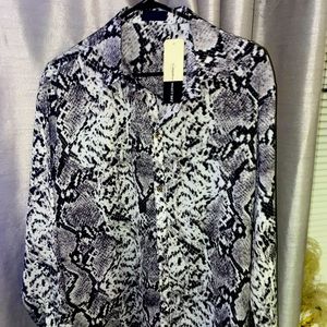 Men’s trendy Python Print Dress Shirt Size Lg